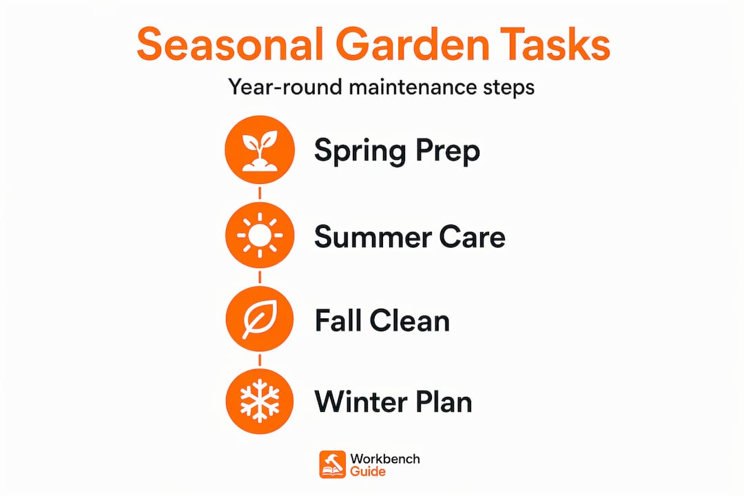 Year-round garden maintenance steps infographic