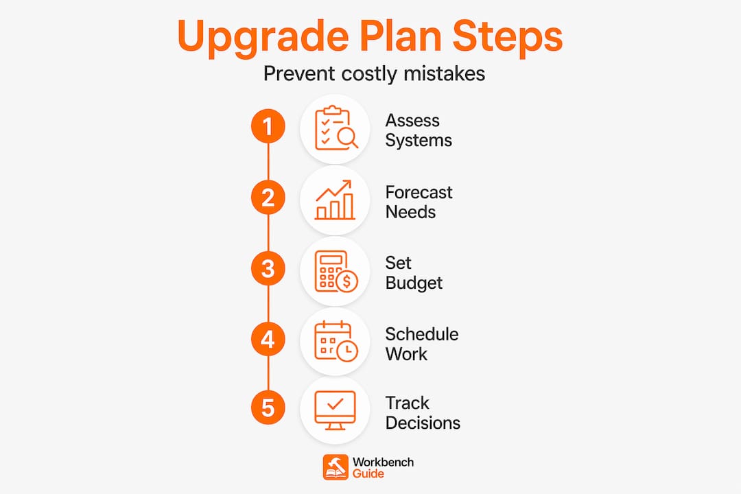 Infographic displaying home upgrade planning steps