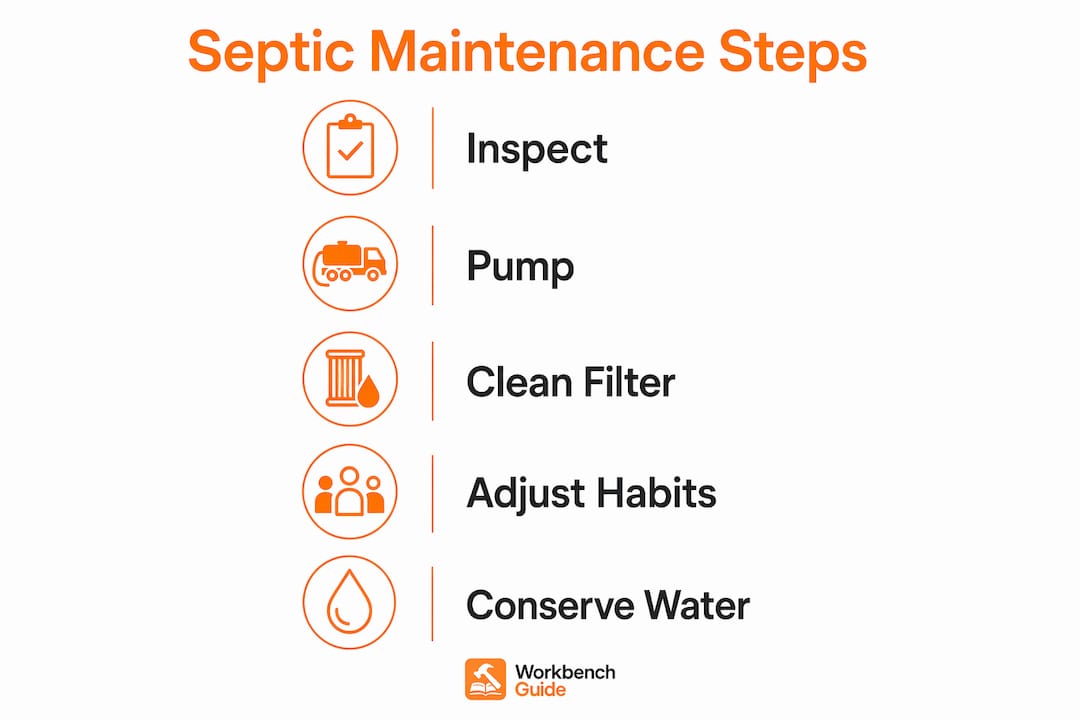 Infographic illustrating key septic maintenance steps