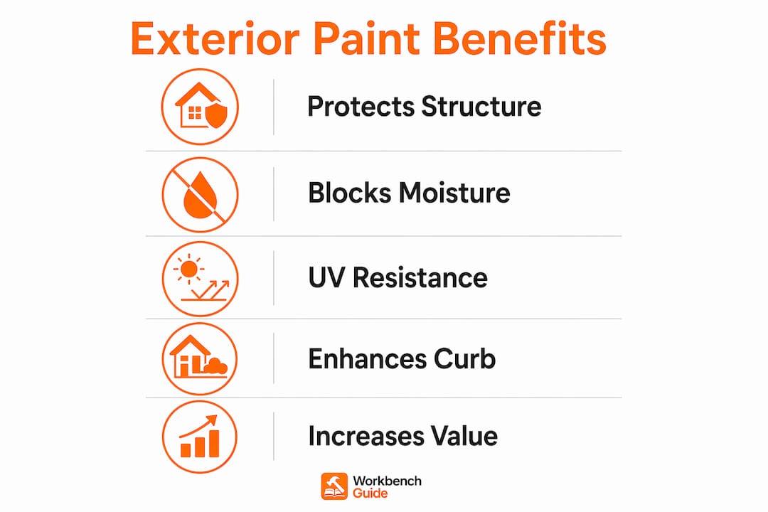 Infographic showing key benefits of exterior paint