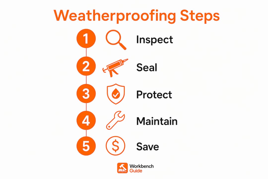 Infographic outlining weatherproofing process steps