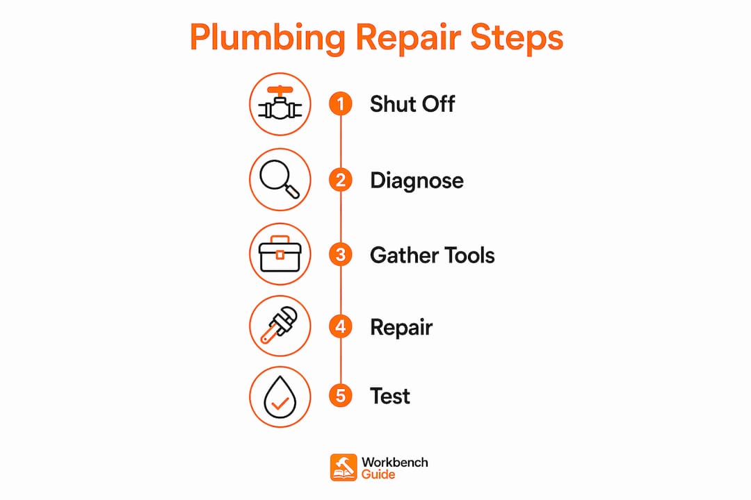 Infographic showing step-by-step plumbing repair process