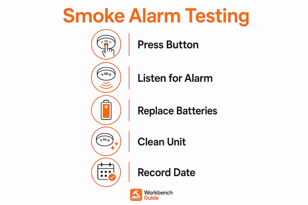 Infographic showing smoke alarm testing steps