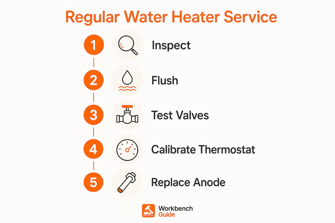 Infographic on water heater servicing steps