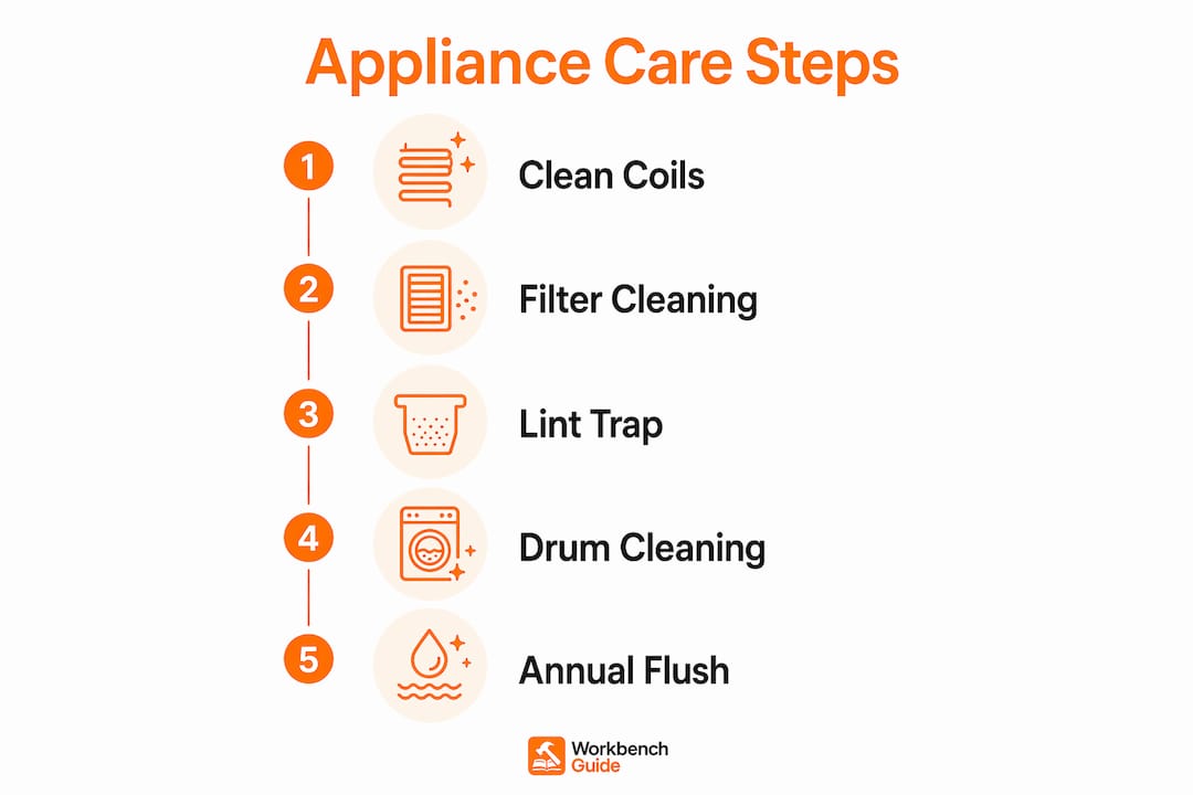 Infographic outlining appliance maintenance steps