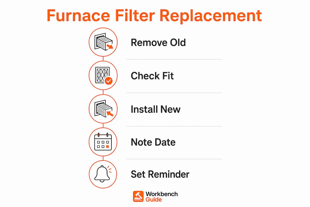 Infographic illustrating furnace filter replacement steps