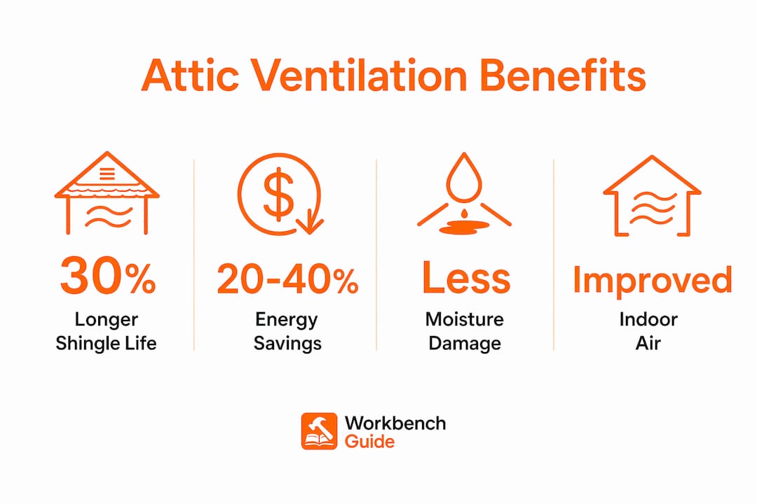 Infographic showing key attic ventilation benefits