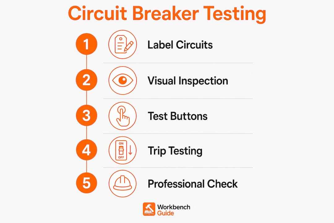 Infographic illustrating circuit breaker maintenance steps