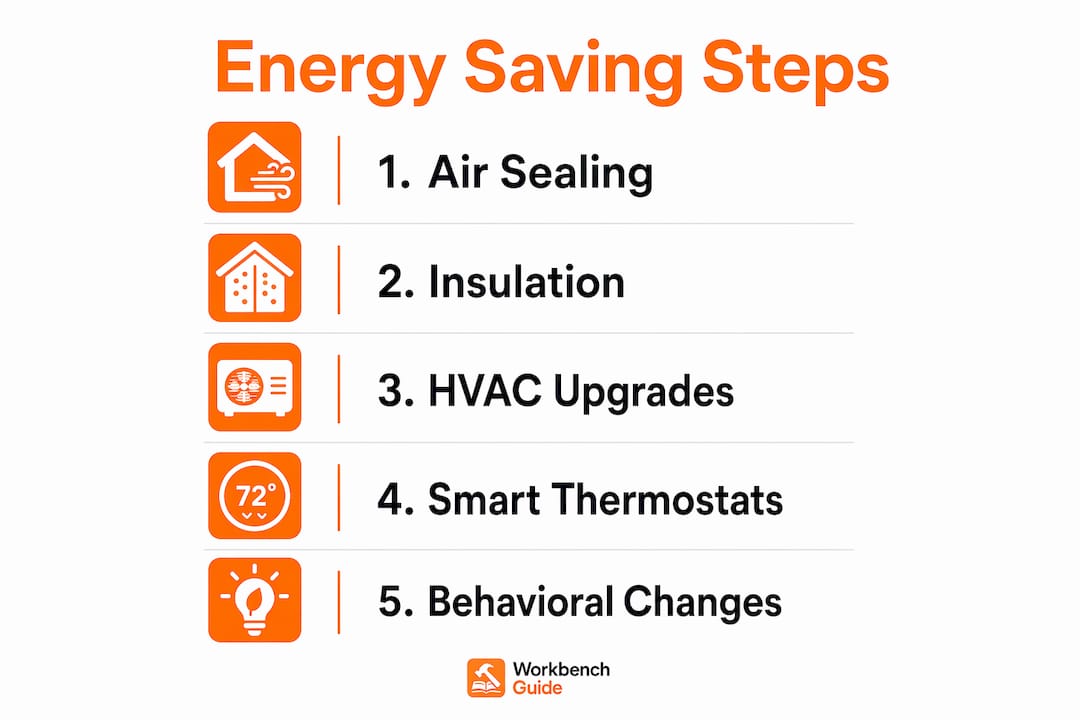 Infographic listing home energy saving steps