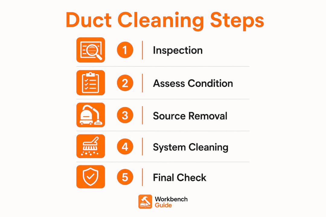Infographic illustrating steps of duct cleaning process
