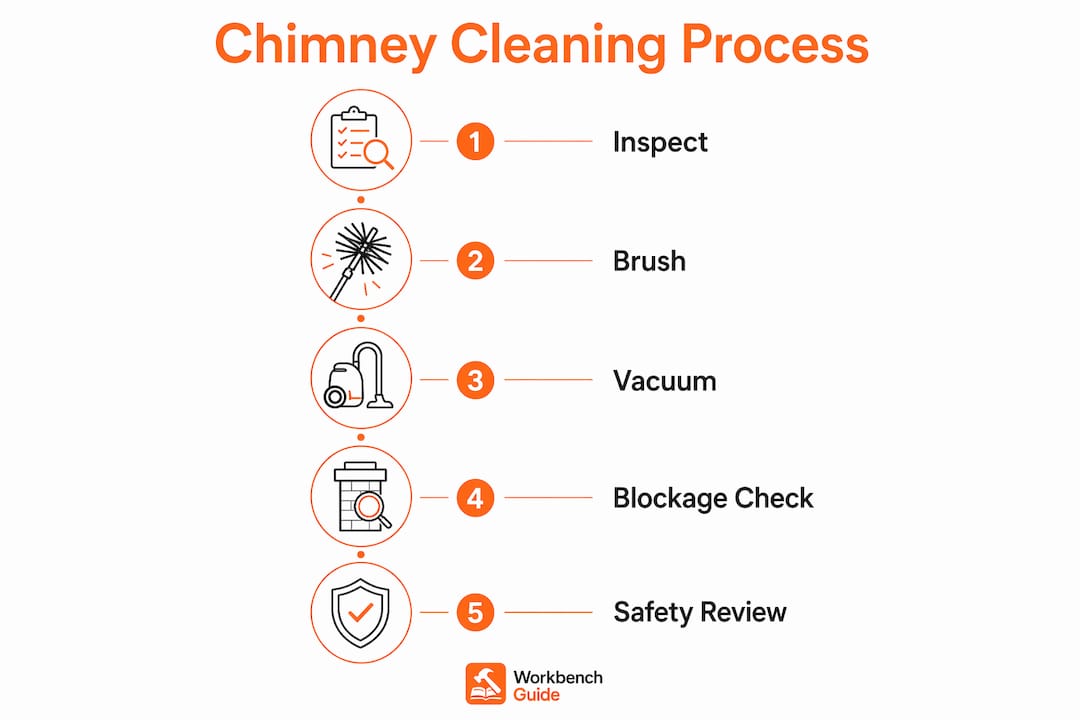 Infographic illustrating chimney cleaning steps