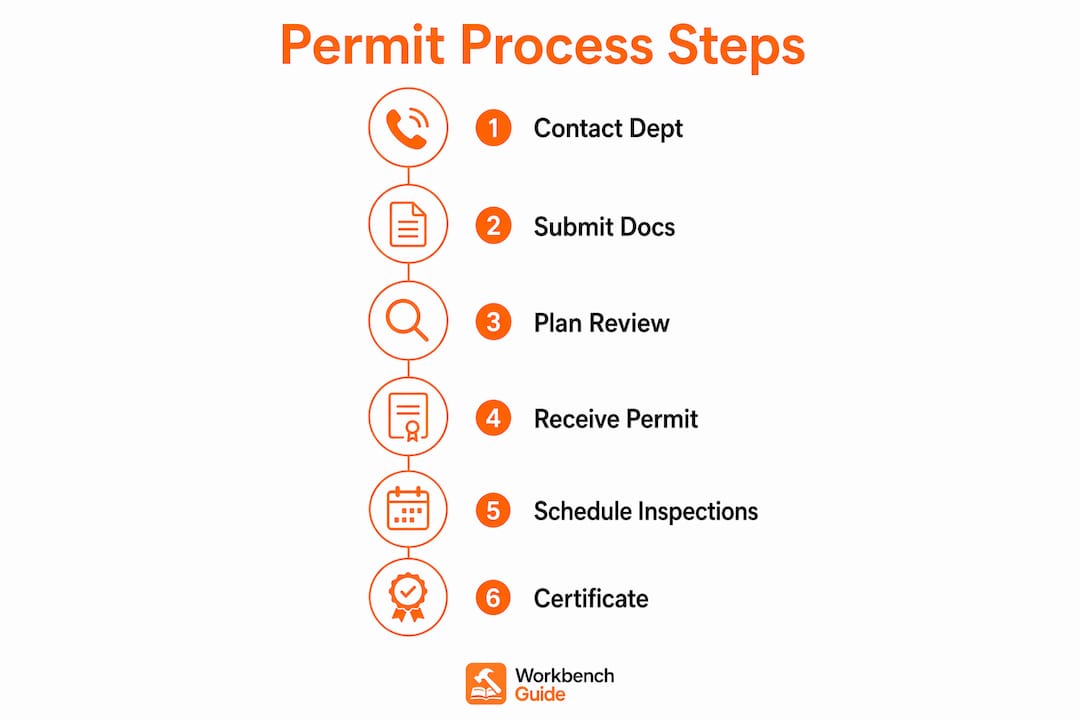 Infographic illustrating step-by-step building permit process