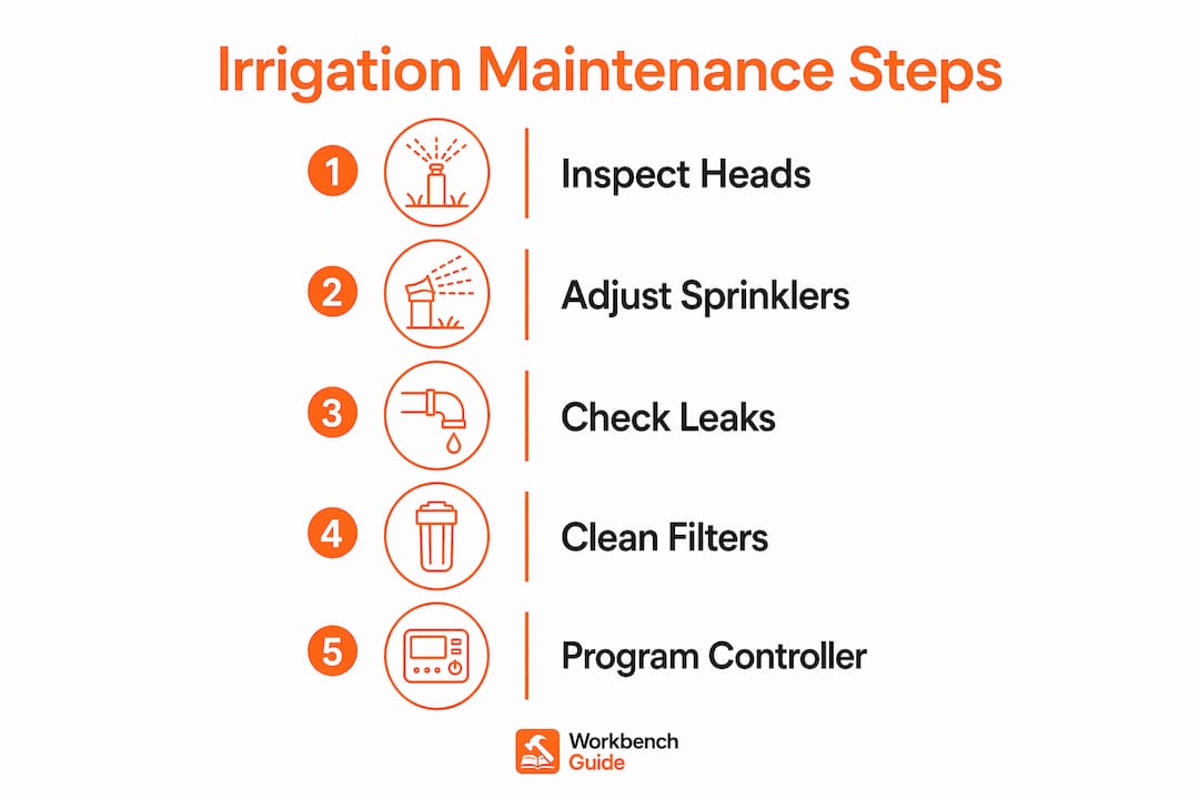 Infographic showing irrigation maintenance steps