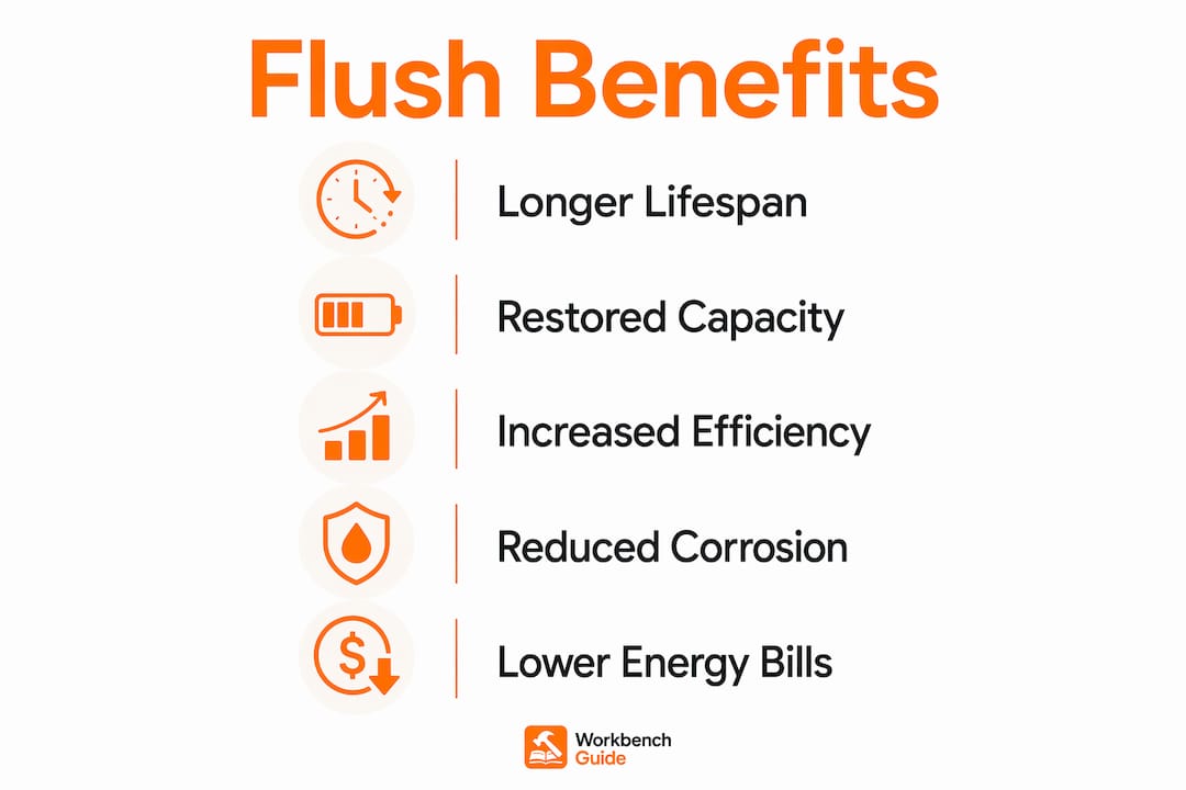 Infographic showing benefits of flushing a water heater