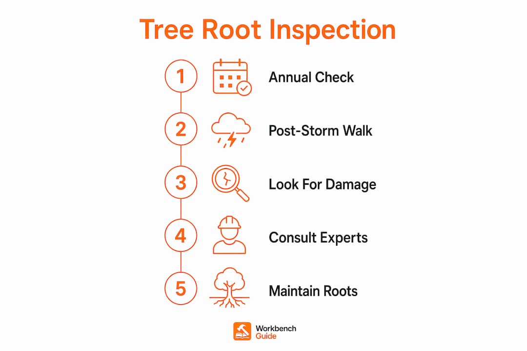 Infographic showing tree root inspection steps