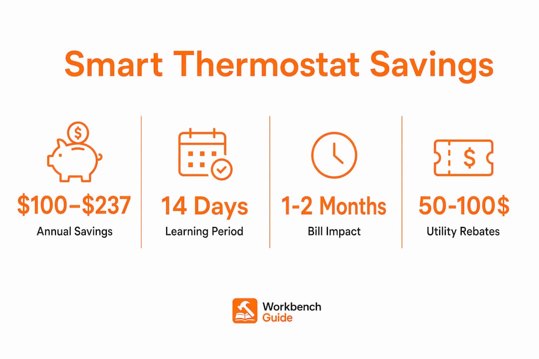 Infographic showing smart thermostat savings and key stats