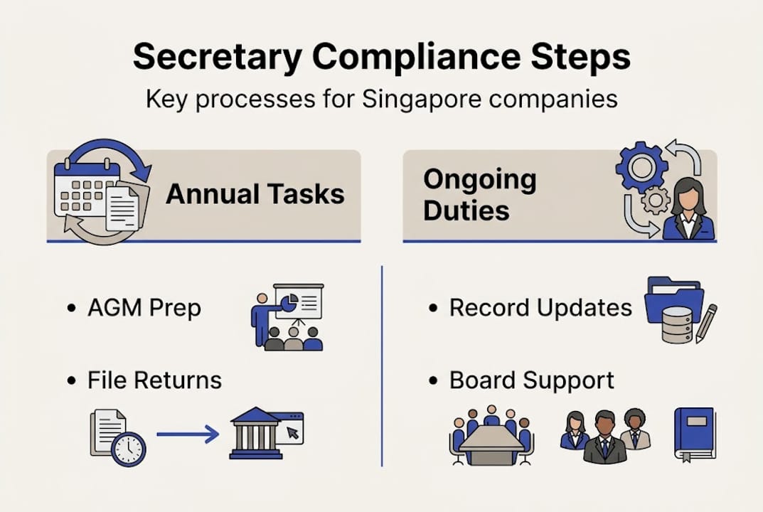 Infographic showing company secretary compliance steps