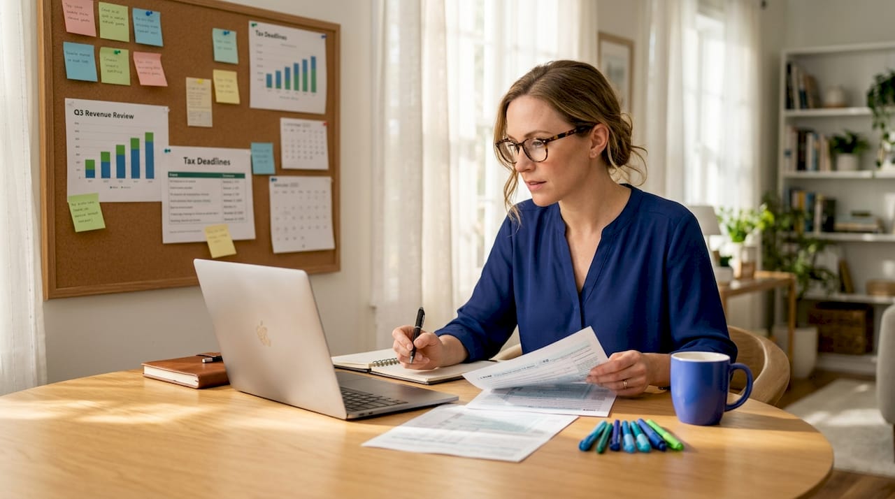 Accountant reviewing tax compliance for business