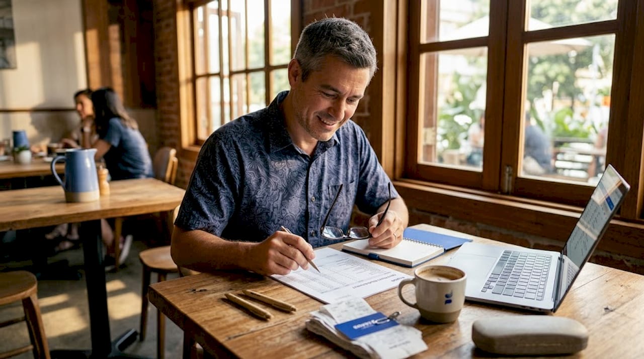 Business owner preparing GST filing paperwork