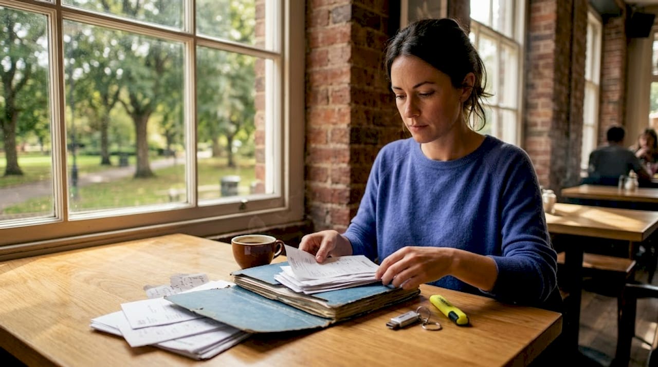 Woman organizing receipts for audit compliance