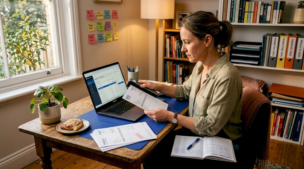 Business owner scanning bookkeeping files Singapore