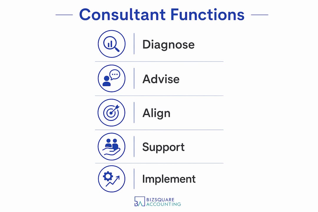 Infographic outlining consultant core functions