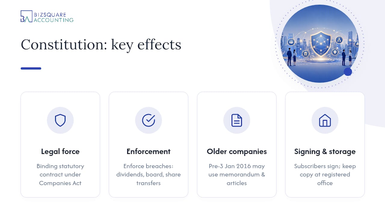 What does a company constitution actually do in Singapore? — overview diagram