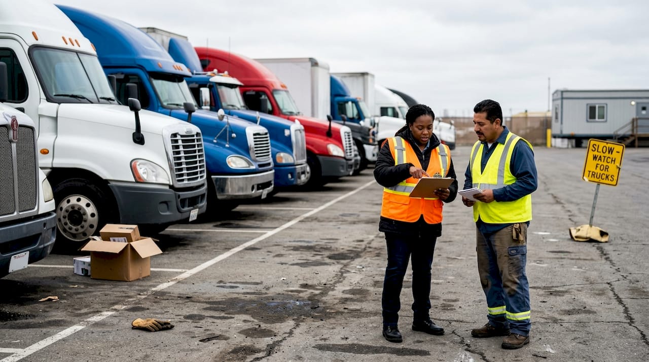 Fleet supervisors discuss liability at truck yard