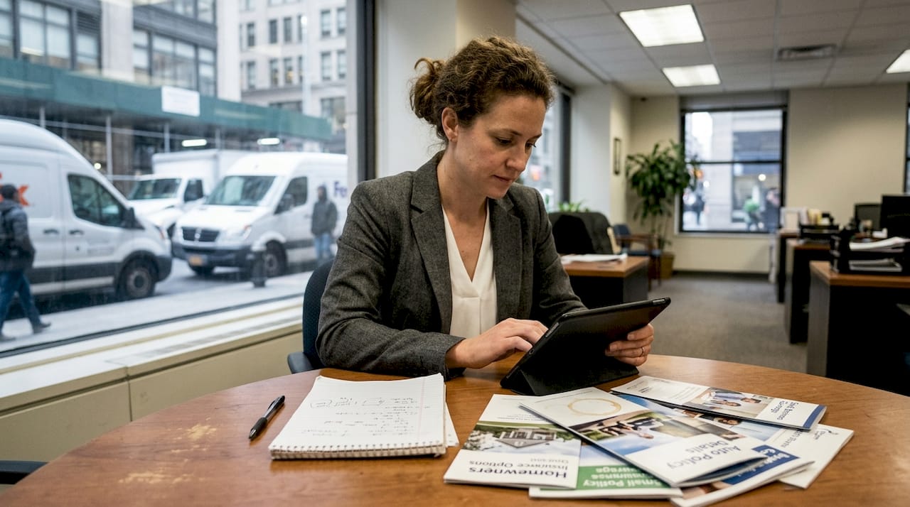 Insurance agent preparing fleet insurance quote