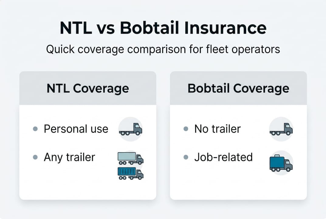 Infographic comparing NTL and bobtail insurance