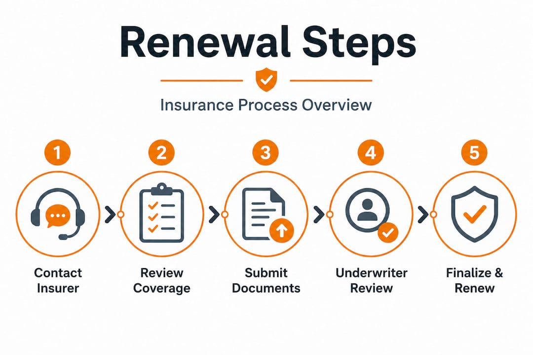 Infographic outlining trucking insurance renewal steps