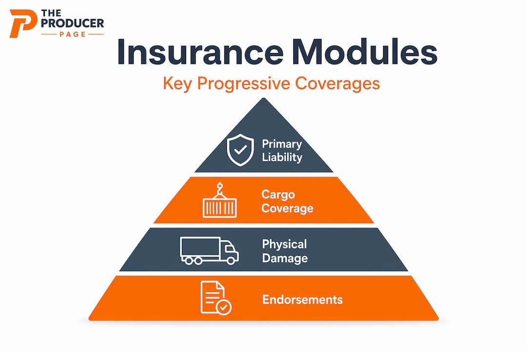 Hierarchy infographic shows key trucking insurance coverages