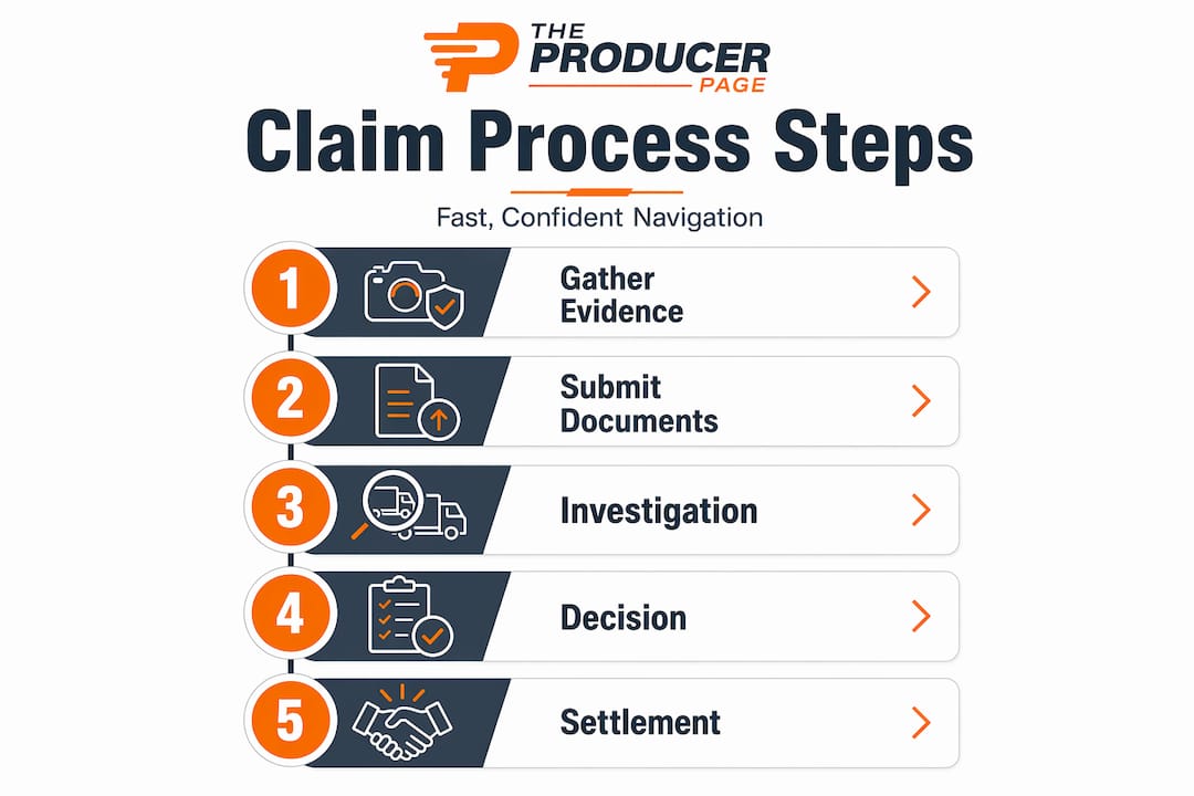 Infographic shows truck claims steps flow