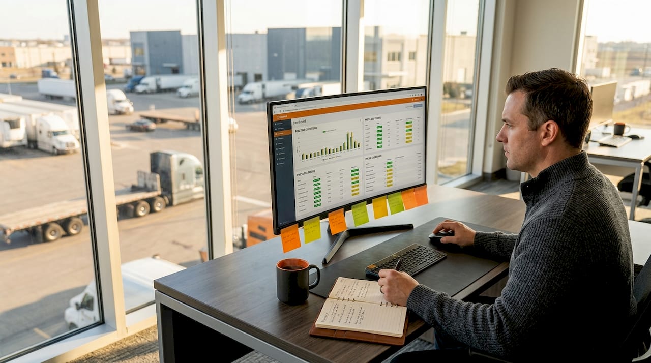 Supervisor tracking fleet safety data on screen