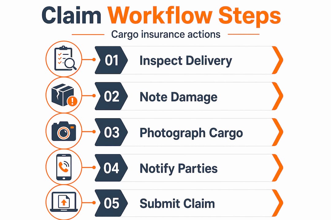 Infographic outlining cargo insurance claim workflow