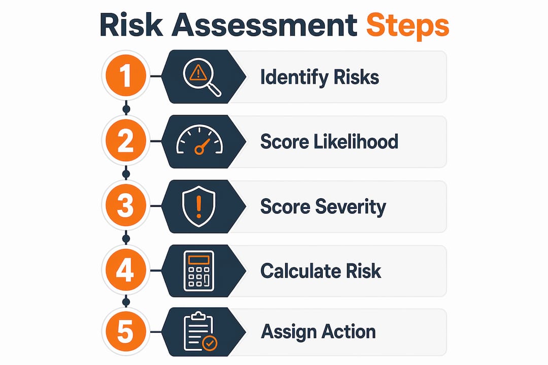 Infographic showing risk assessment matrix steps