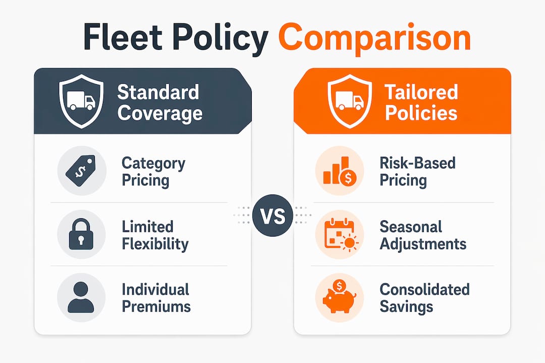 Infographic comparing tailored and standard fleet policies