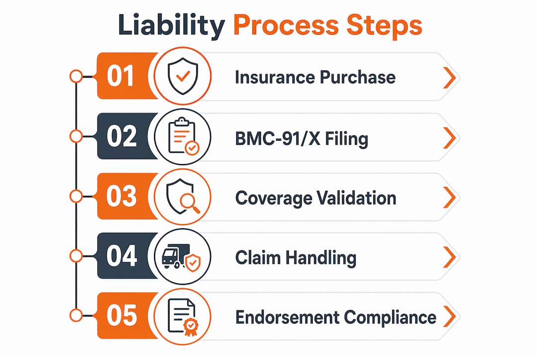 Infographic outlining motor carrier liability steps