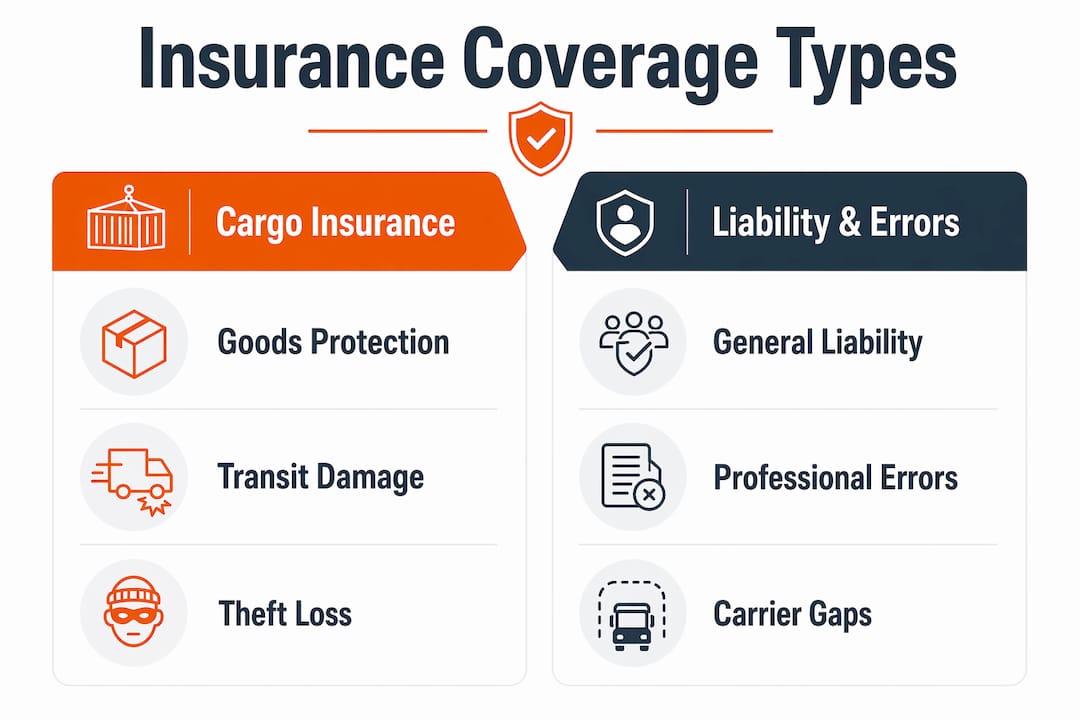 Infographic comparing types of logistics insurance coverage