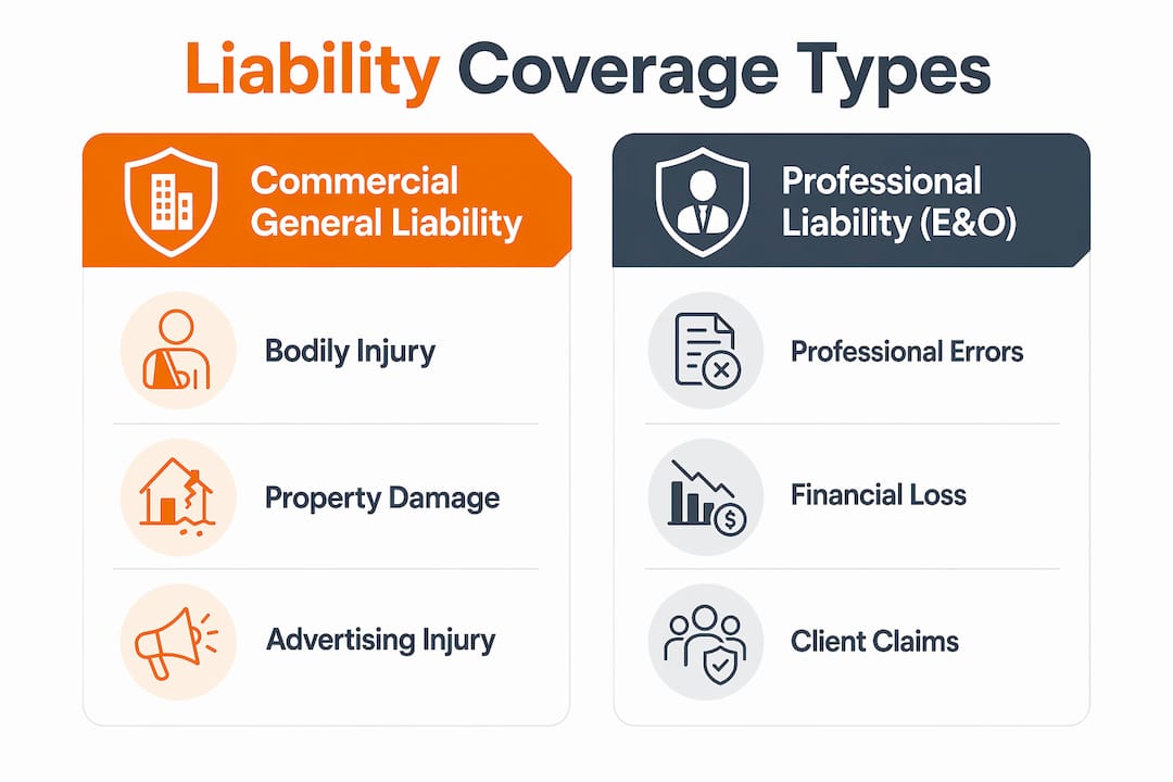 Infographic comparing commercial general and professional liability