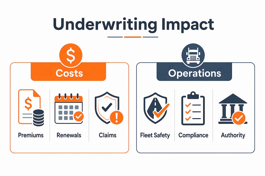Infographic comparing underwriting impact on costs and operations