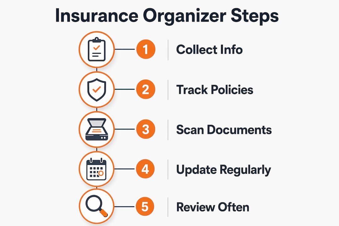 Infographic illustrating insurance organizer key steps