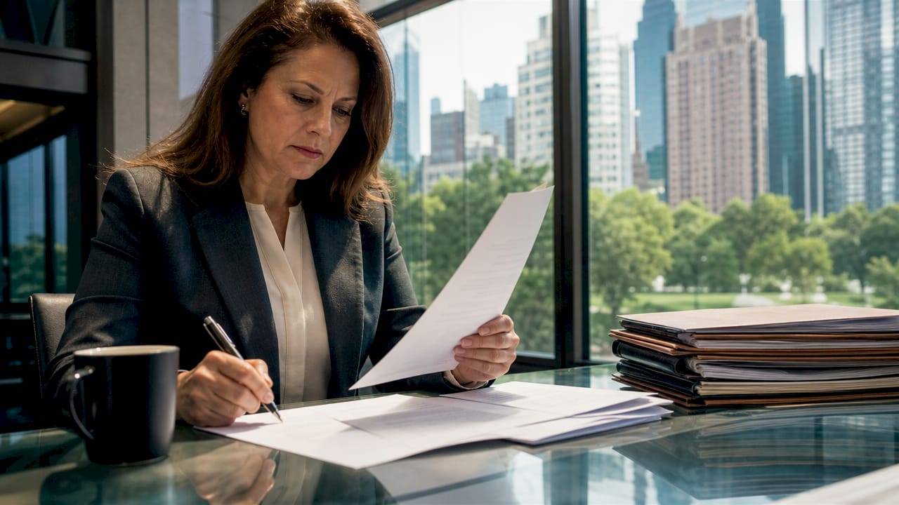 Business owner reviewing liability waiver contract