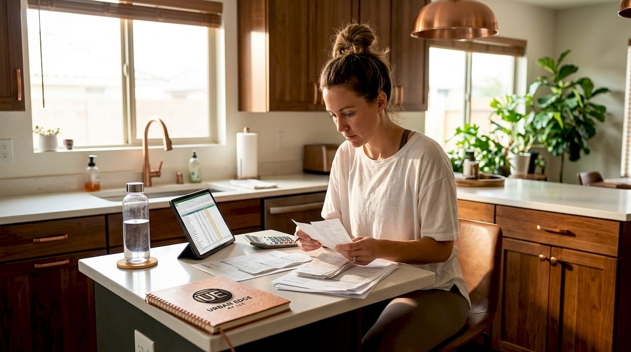 Homeowner reviewing remodeling costs and paperwork