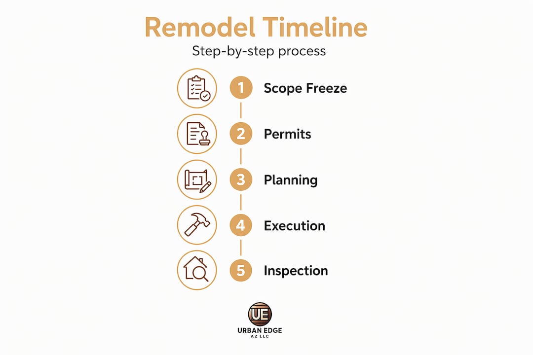 Infographic showing five remodel project steps