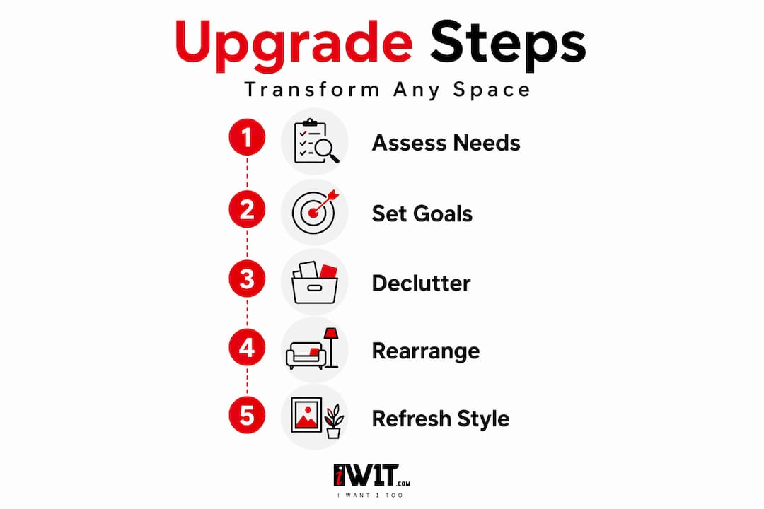 Infographic showing steps to upgrade living space