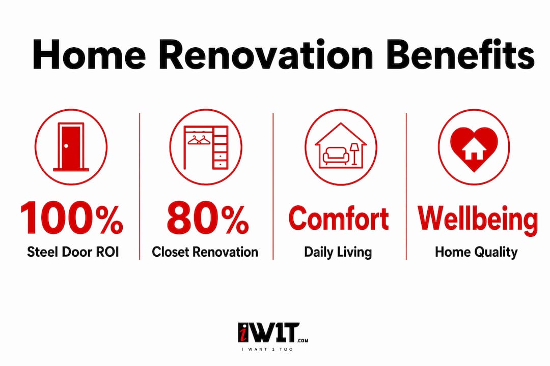 Infographic showing key home improvement benefits and returns