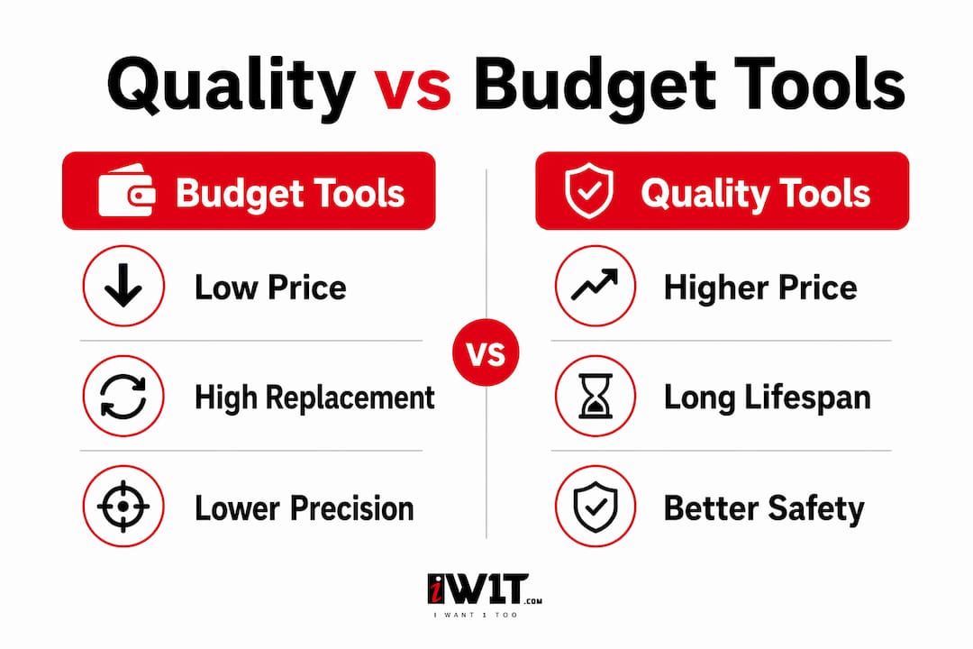 Infographic comparing quality vs budget tools