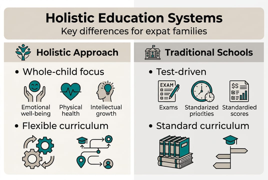 Infographic comparing holistic and traditional education