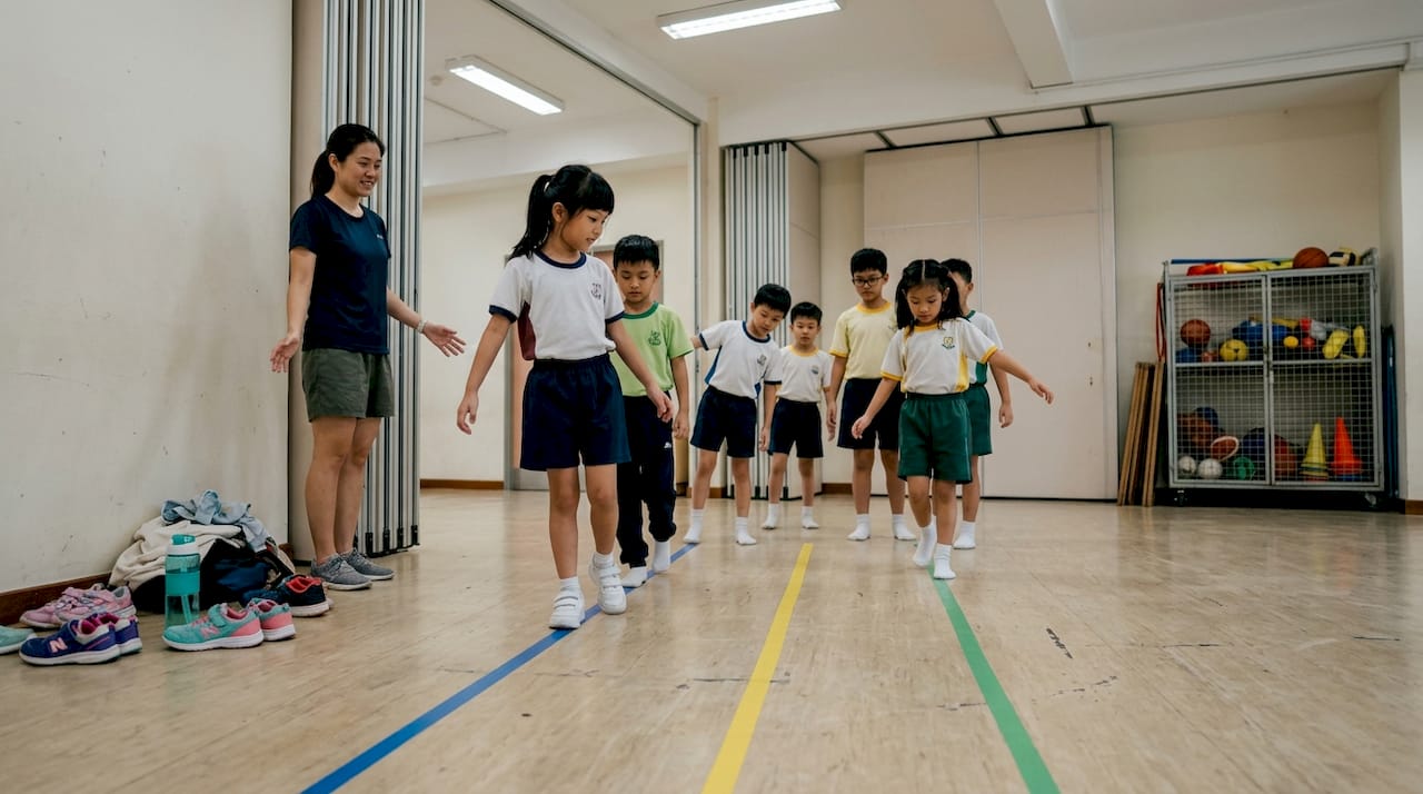 Children balance during class movement activity